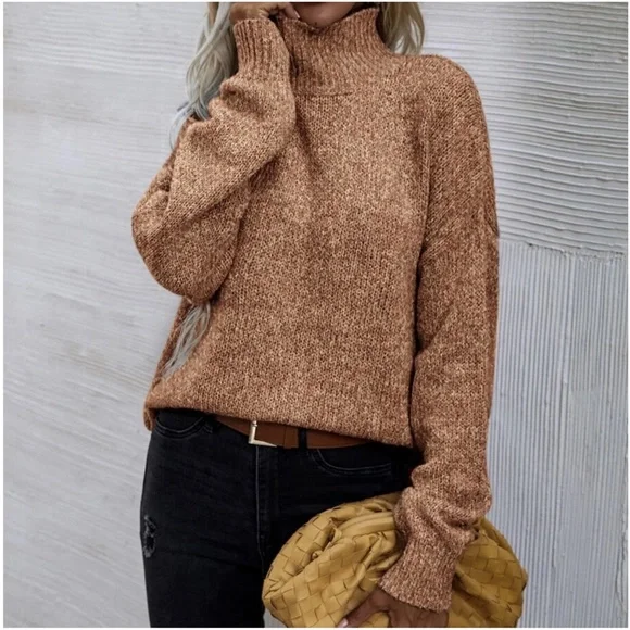Cozy Mock Neck Oversized Knit Sweater - Picture 11 of 11